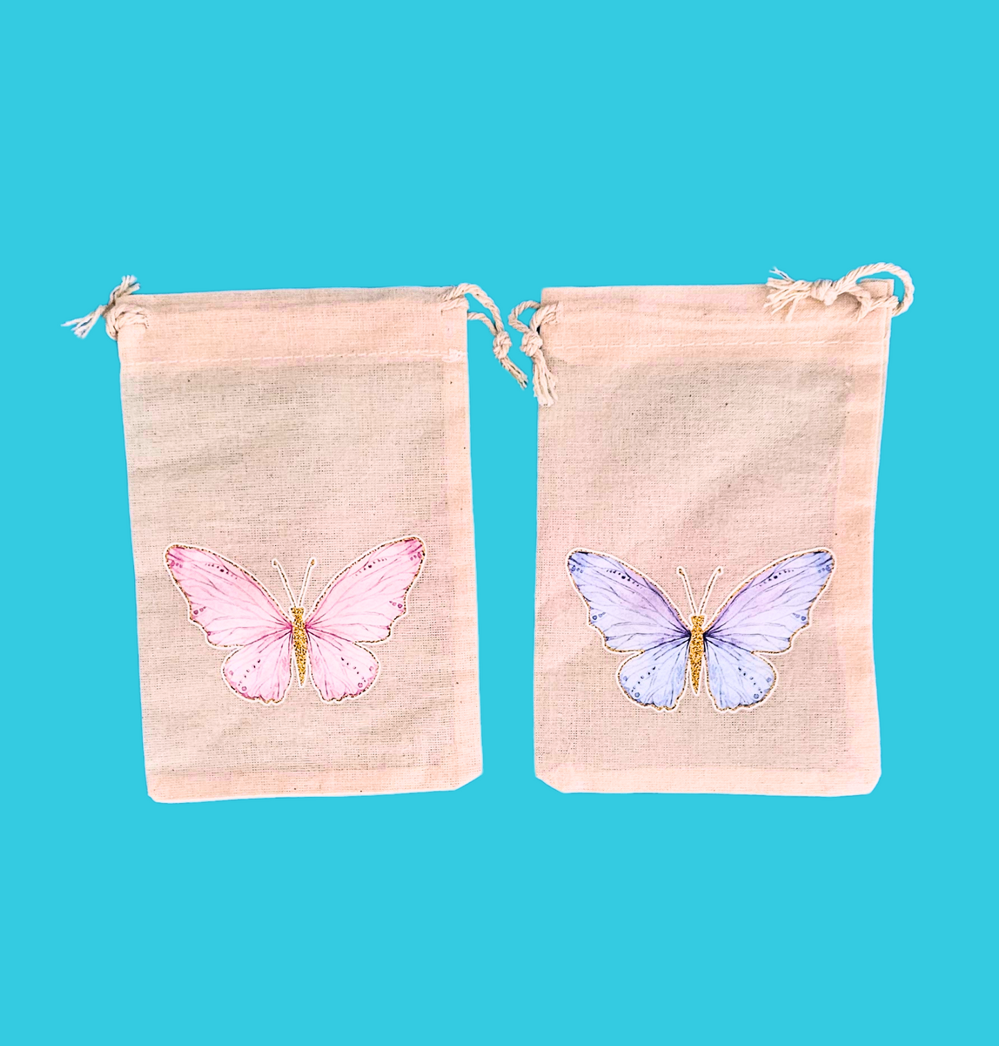 Party Bag-Drawstring-Butterfly/Jungle Animal (Set of 5)