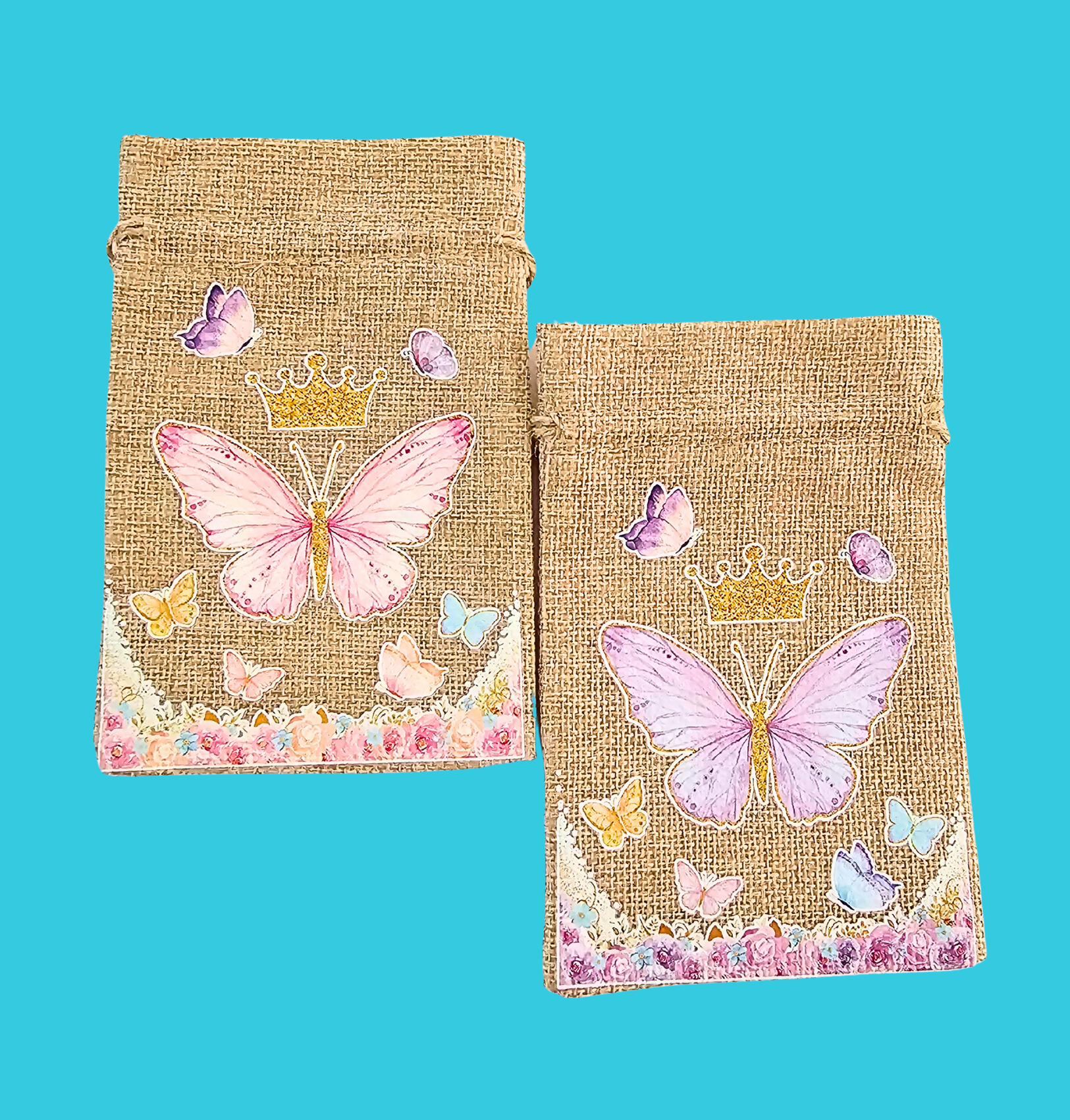 Party Bag-Drawstring-Butterfly/Jungle Animal (Set of 5) – Perfect